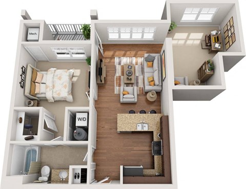 1 bedroom 1 bathroom floorplan
